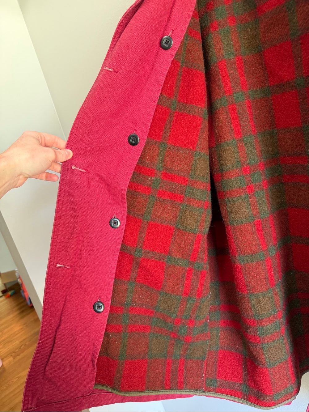 *VINTAGE* 80s/90s LL Bean Burgundy Barn Oversized Coat Womens XL Wool interior - Picture 3 of 8